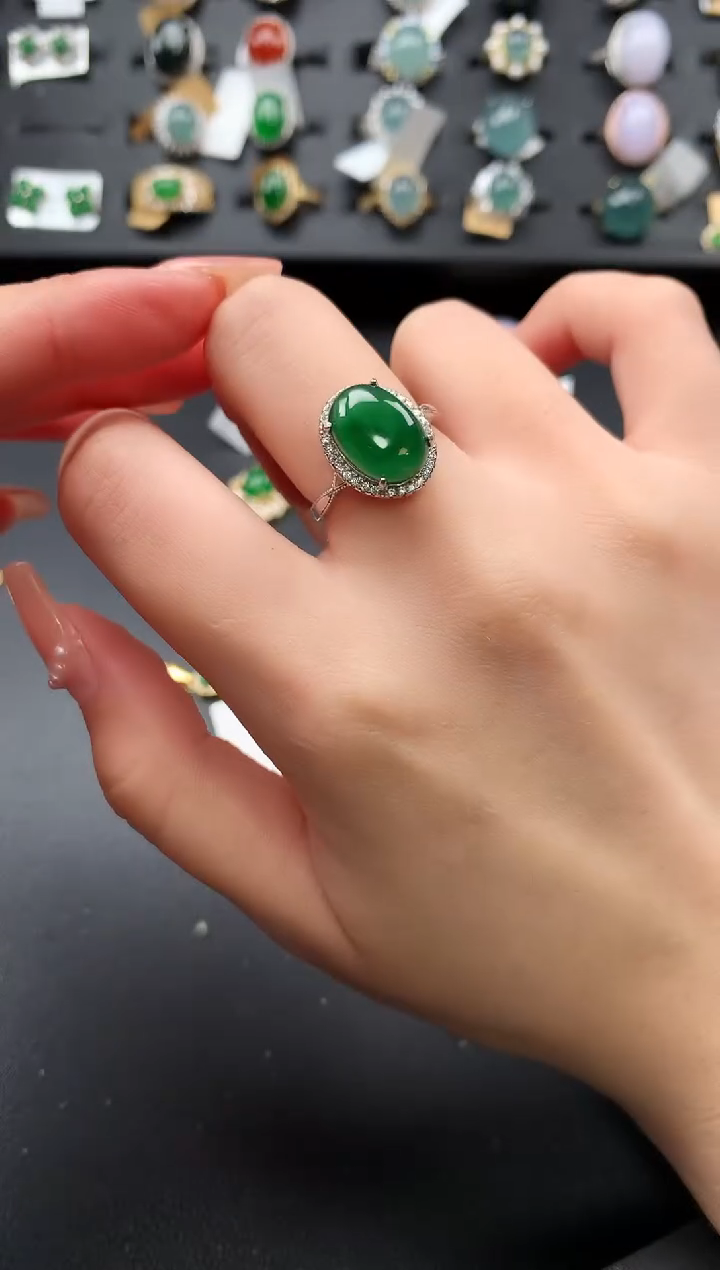 【闪购商品】翡翠戒指银S925镶嵌52141