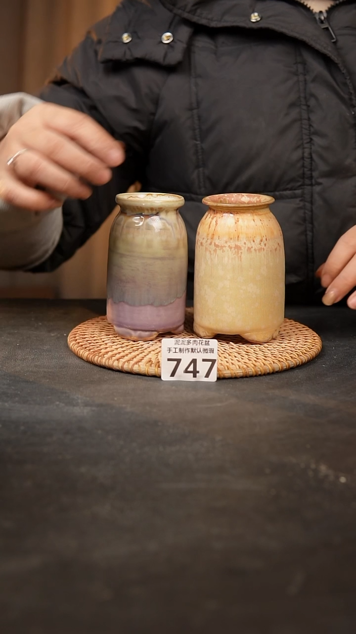 【闪购商品】瓷片747泥泥手工花盆口4高11