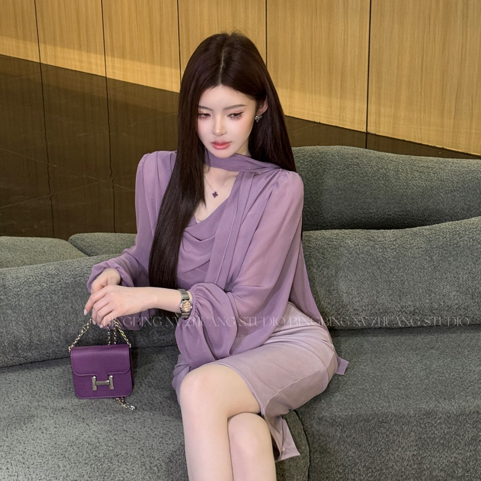 伊一严选●「银灰薄纱」夏季时尚气质百搭洋气设计感上衣BBC5SY3366