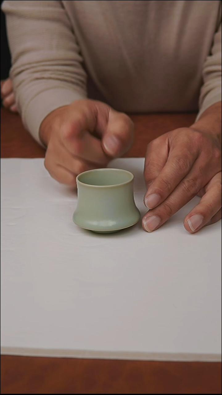 杯子瓷富山严选汝瓷，飞碟杯