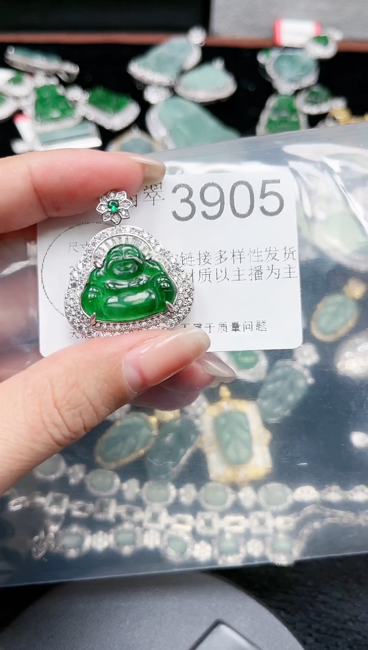【闪购商品】翡翠颈饰未镶嵌赠皮绳3905
