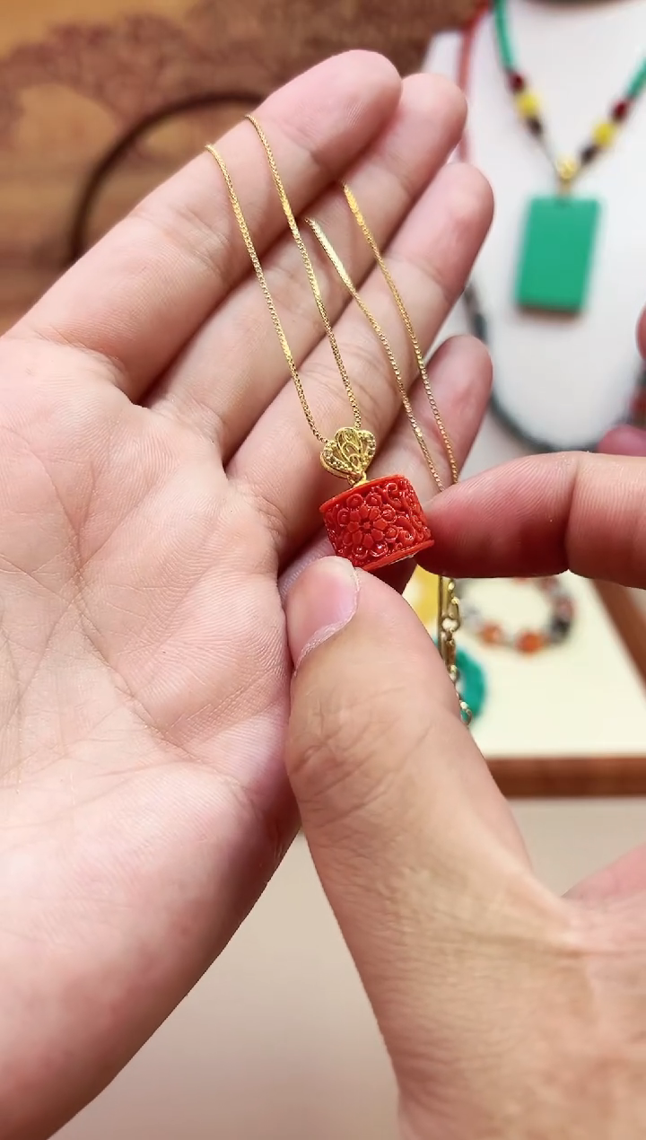 南红玛瑙14K金镶嵌吊坠(赠链)DDDDDD