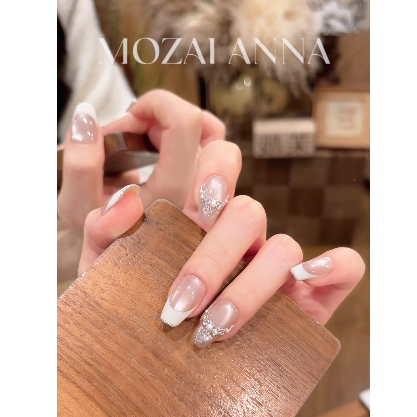 茉哉W现货【白夜絮语】纯手工定制美甲拆卸穿戴甲A5128