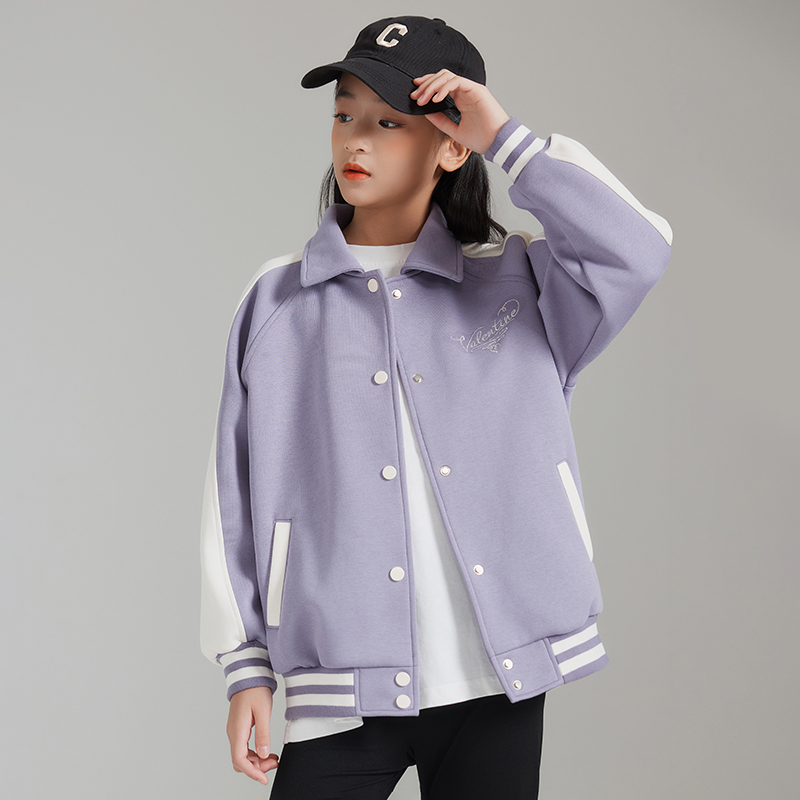 2025新款春秋冬季女大童儿童装女孩棒球服秋天针织外套洋气时髦潮