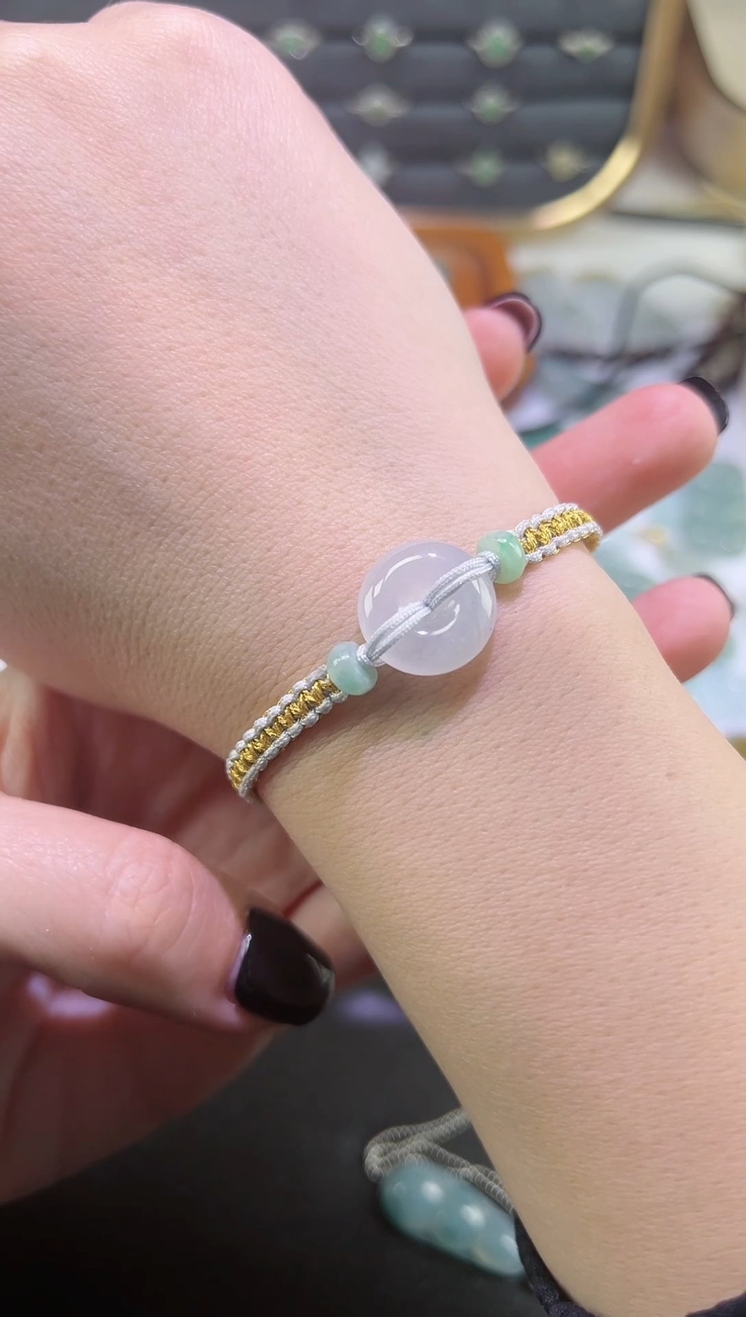 【闪购商品】翡翠颈饰未镶嵌平安扣手牌编制