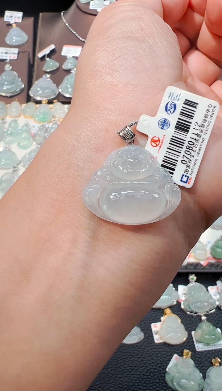 翡翠18K金镶嵌吊坠(不含链)佛公112