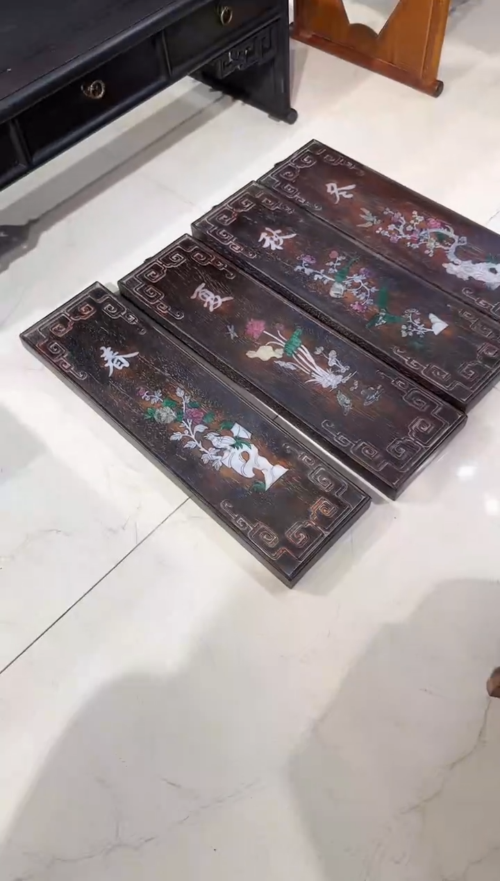 【闪购商品】木木艺邵氏紫檀春夏秋冬四条屏298.888