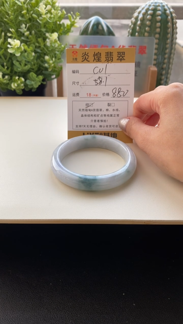 未镶嵌手镯翡翠圈口58.1编码C01