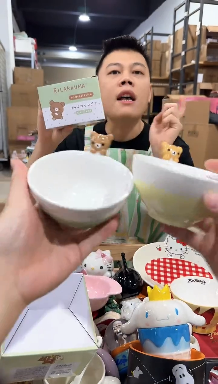瓷片轻松熊公仔碗2件套 微瑕不退不换