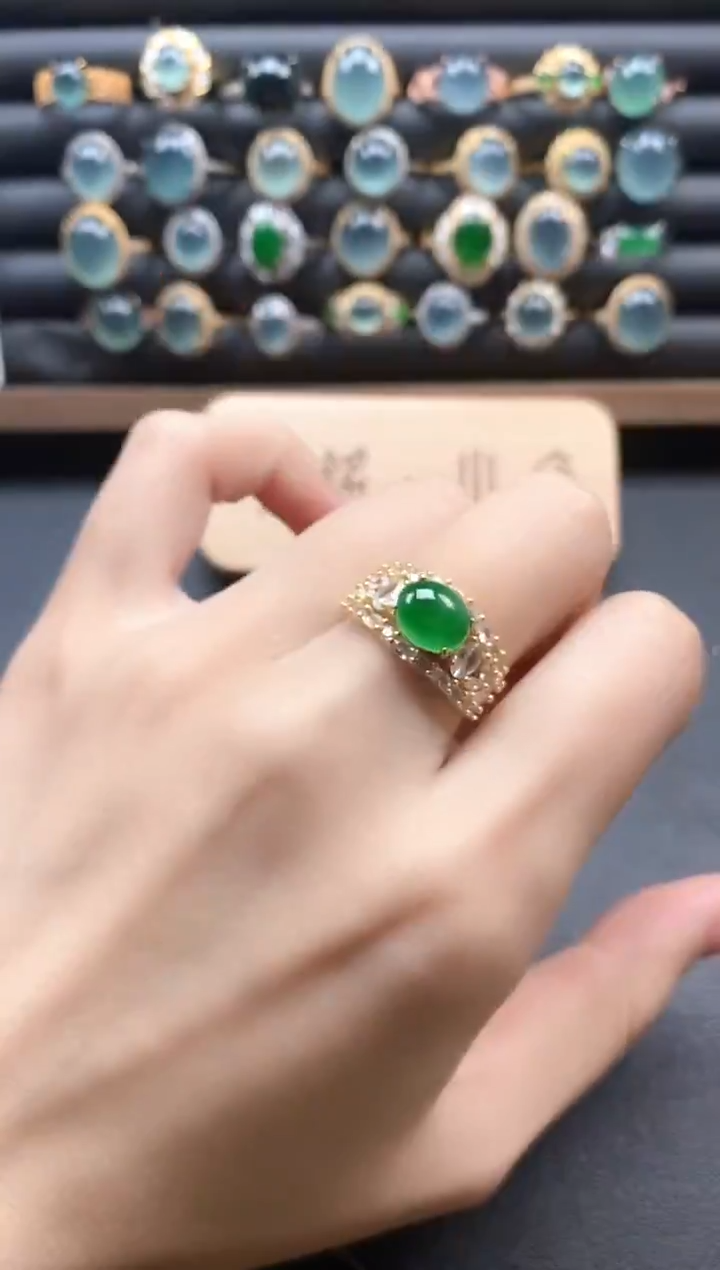 银S925镶嵌戒指翡翠15151