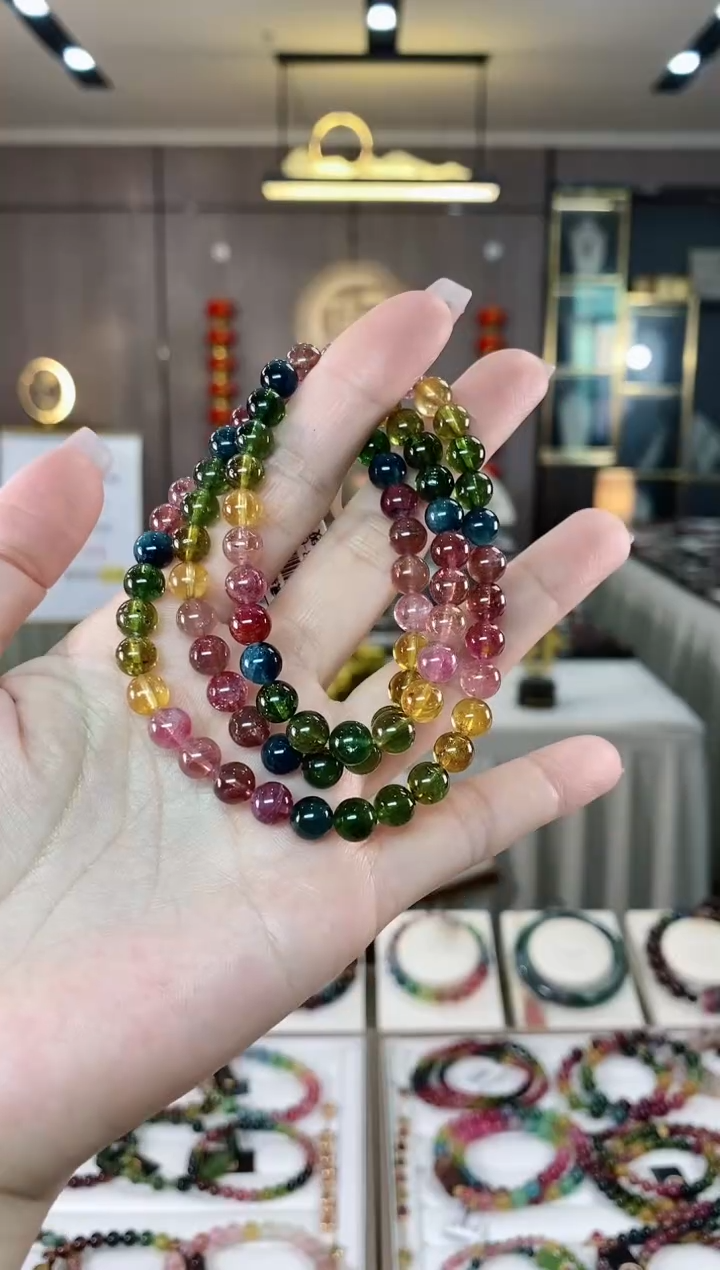 【闪购商品】碧玺三圈手串6mm+未镶嵌（多样性发一条）hon