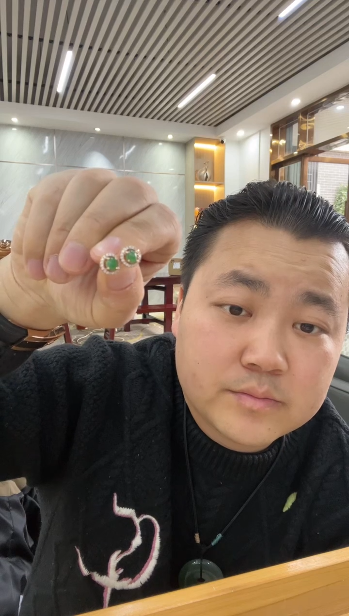 【闪购商品】翡翠耳饰银S925镶嵌耳环