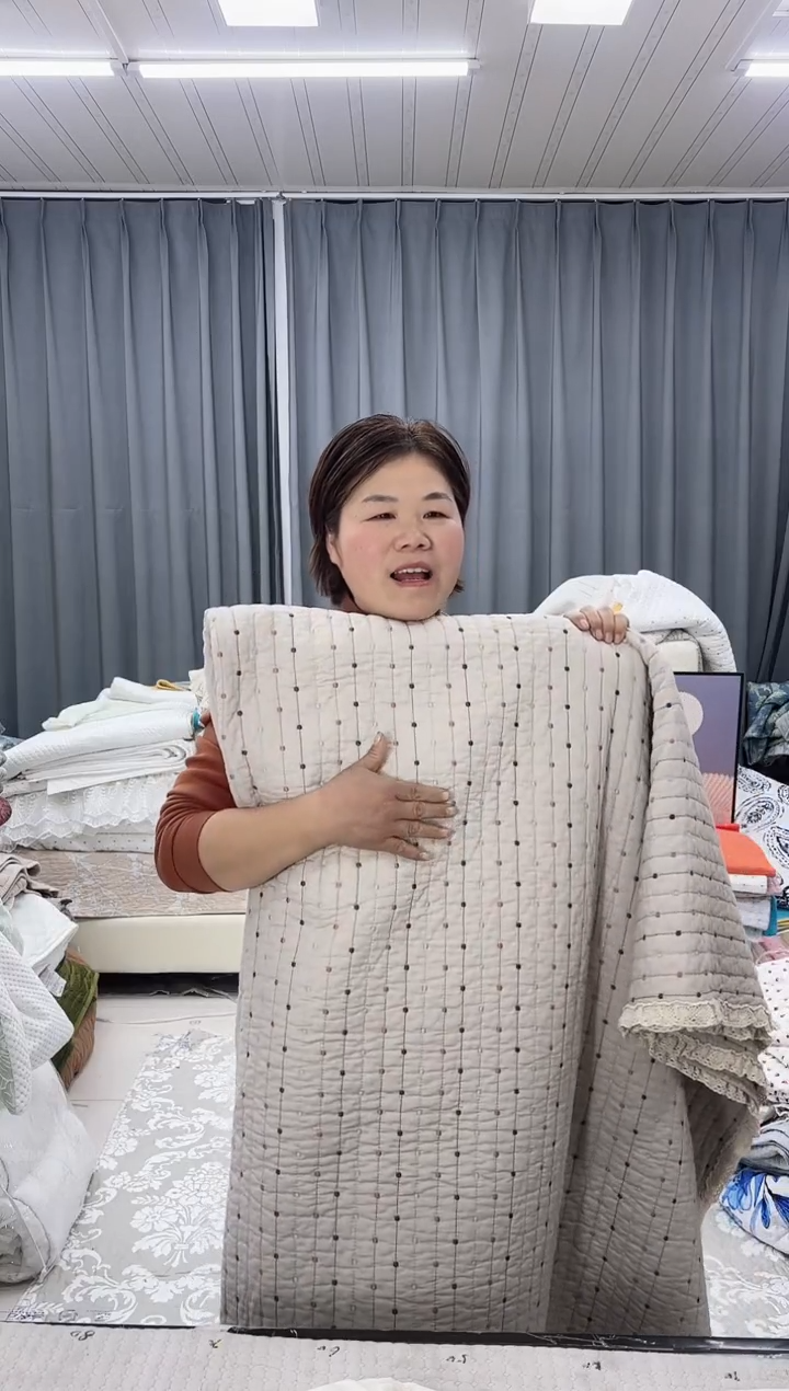 棉米色米粒绣2.0*2.3小花边纯棉