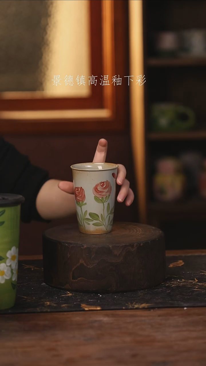 陶瓷景德镇高温釉下手绘陶瓷@L361@