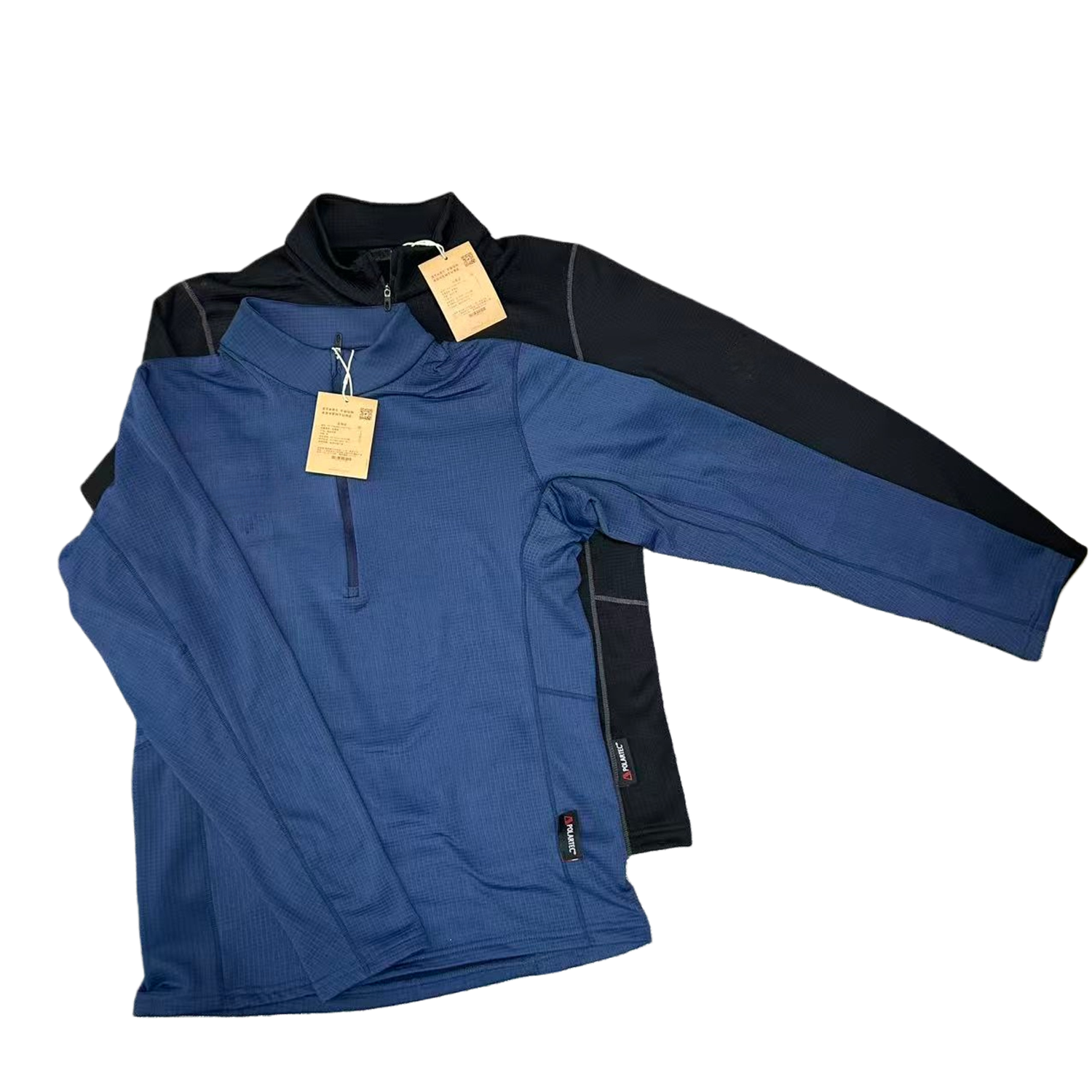 长鼻子男款舒适保暖加绒速干半拉链长袖T恤