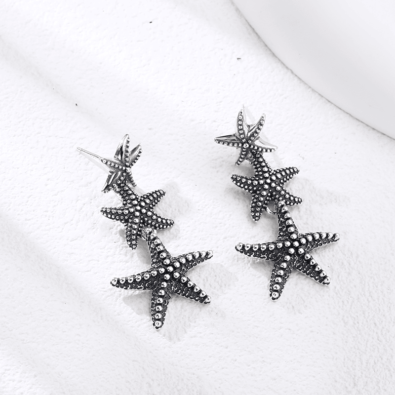 925银耳饰 三连海星耳钉 耳勾 耳钉 耳扣 男女款流行耳饰