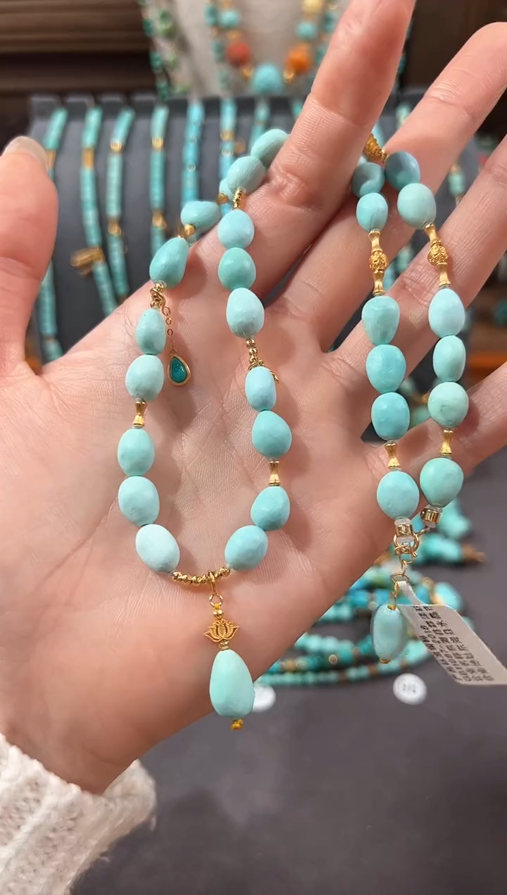 【闪购商品】绿松石颈饰18K金镶嵌绿松石项链