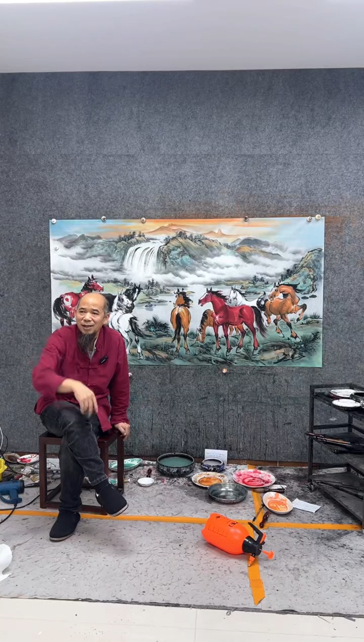 国画用****8盛世八骏 带收藏证书