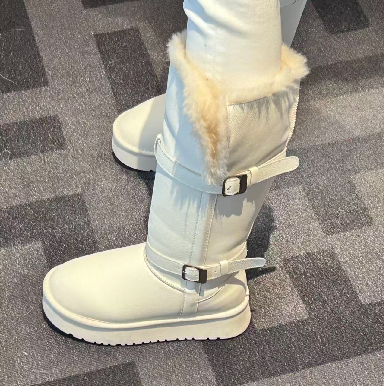 S300【白雪长靴】白色双卡扣雪地靴鞋子XZ14423