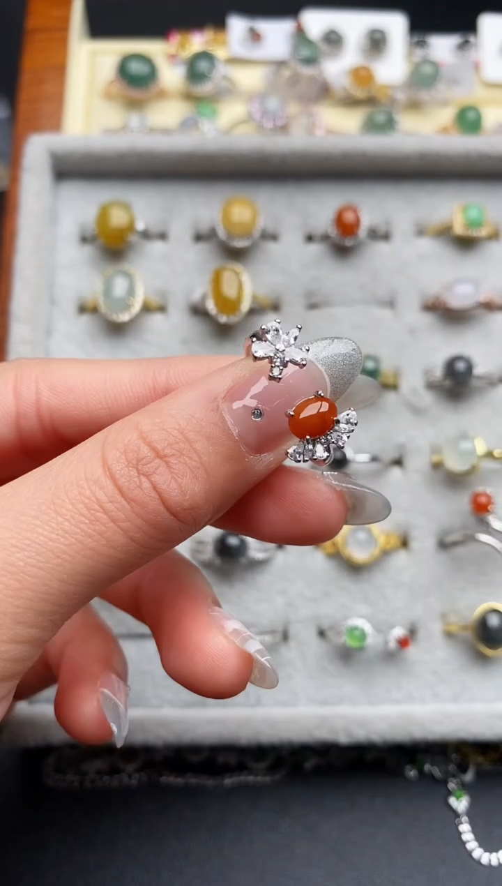 【闪购商品】翡翠戒指银S925镶嵌44444444+10