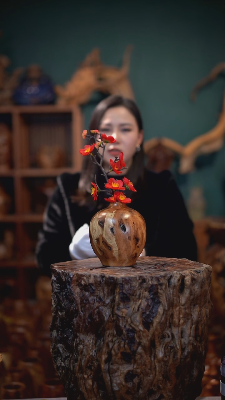 【闪购商品】枣木雷击枣木石榴瓶