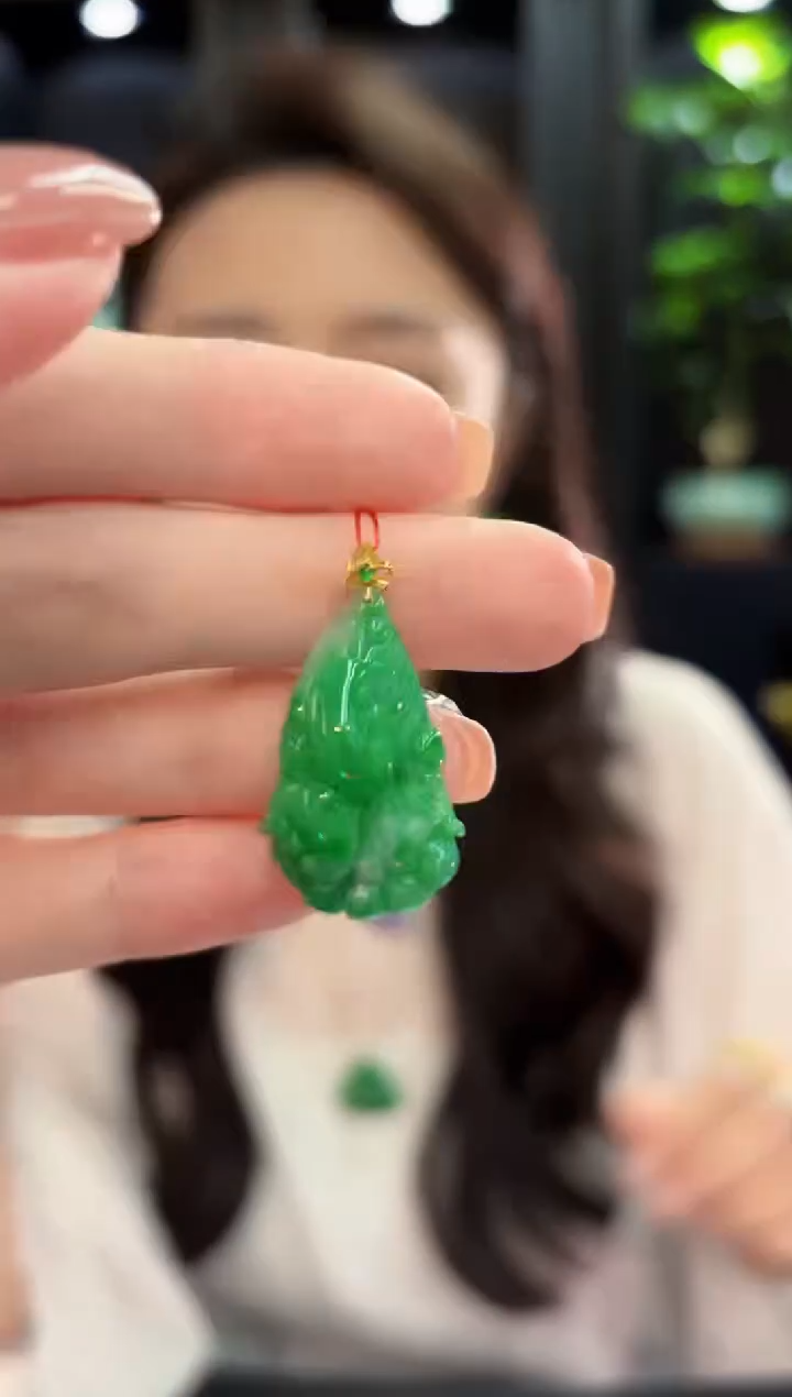 吊坠(不含链)18K金镶嵌翡翠 缅甸A货/支持复检/一件