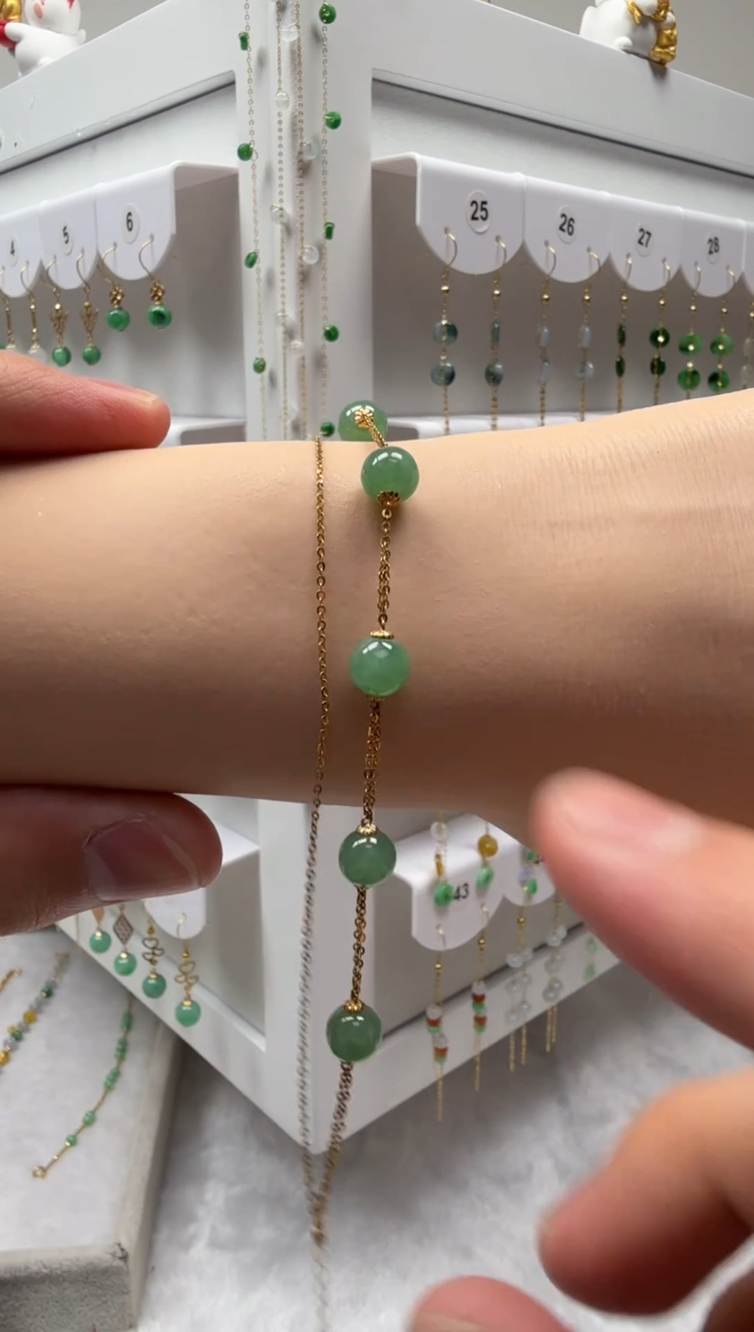 18K金镶嵌手链翡翠缅甸天然翡翠a货