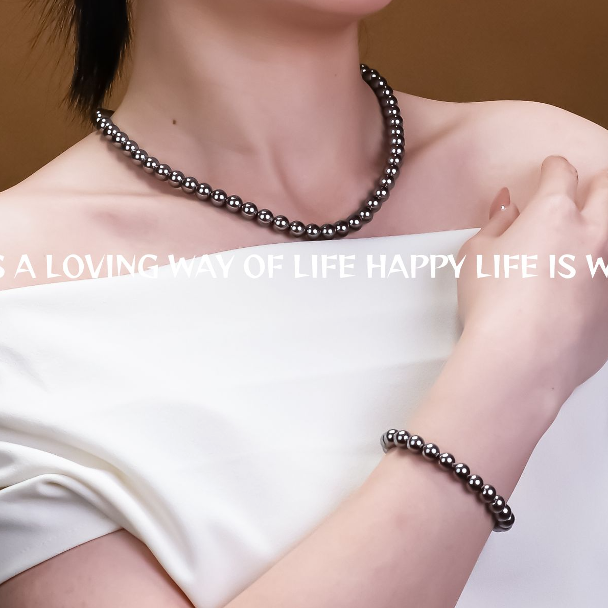 非金属仿珍珠项链 灰色倪妮同款简约百搭小众轻奢