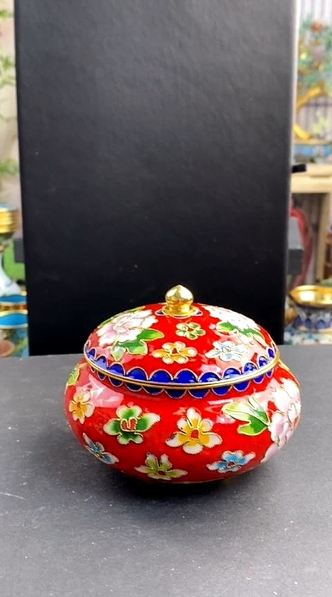 【闪购商品】非遗技艺 景泰蓝洗子罐红色