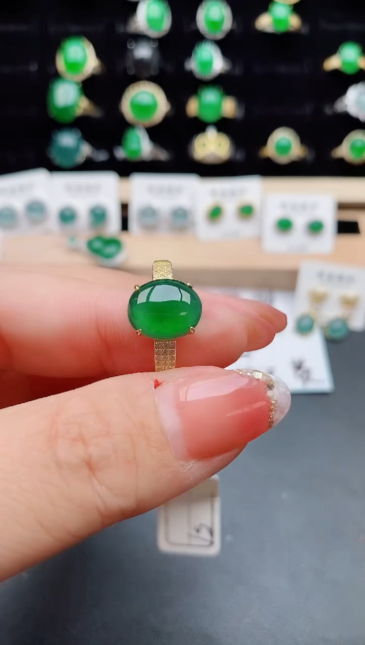 【闪购商品】翡翠戒指银S925镶嵌85085050