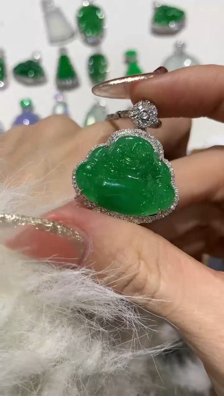 【闪购商品】翡翠吊坠(不含链)18K金镶嵌团购4