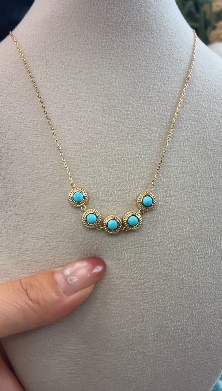 合金绿松石项链1