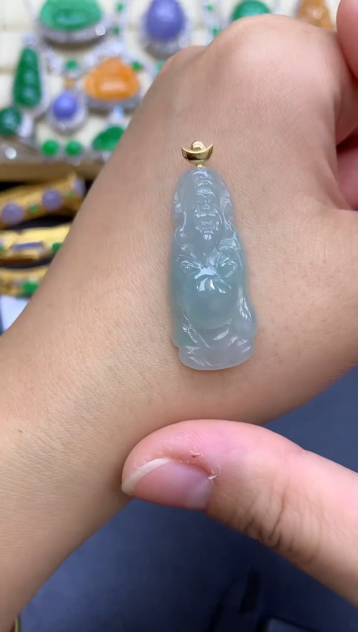 颈饰18K金镶嵌翡翠80-中国好珍宝