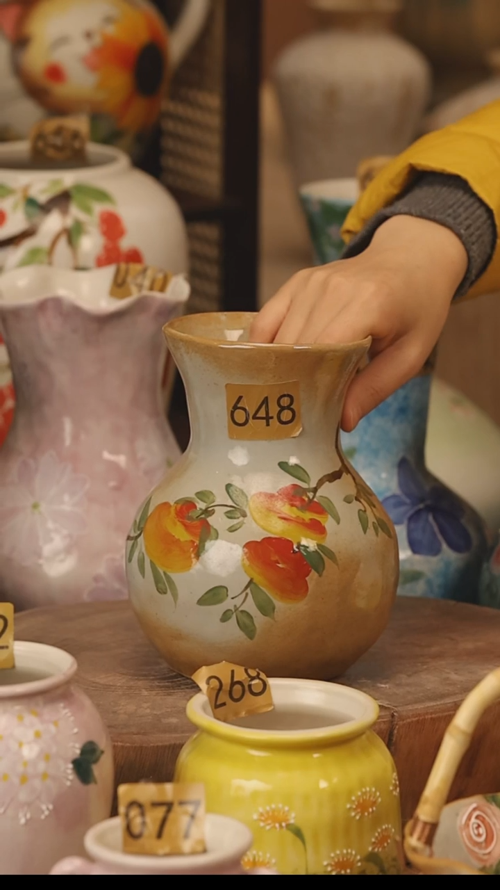 陶瓷景德镇设计师手作花器摆件侘寂风@M648@