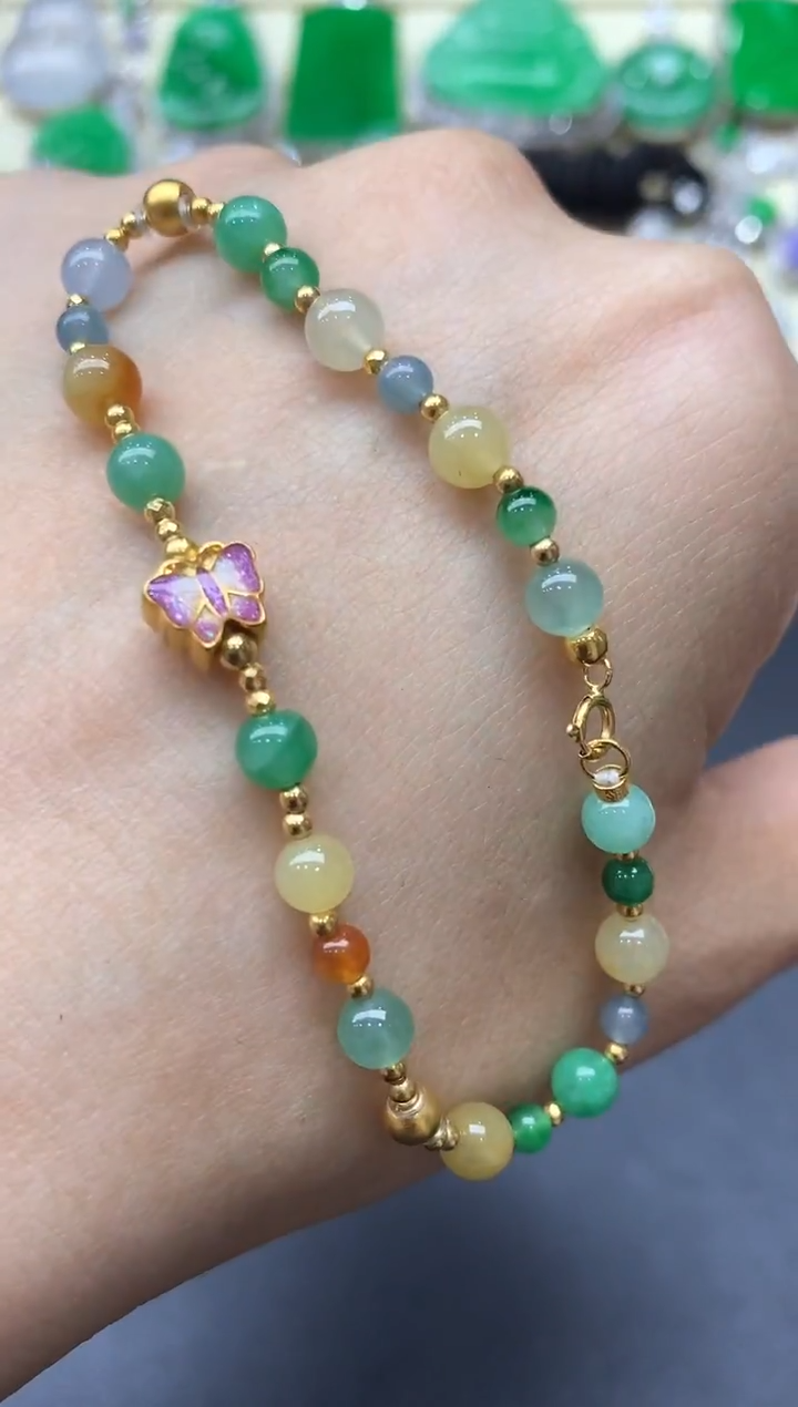 18K金镶嵌手链翡翠156-中国好珍宝