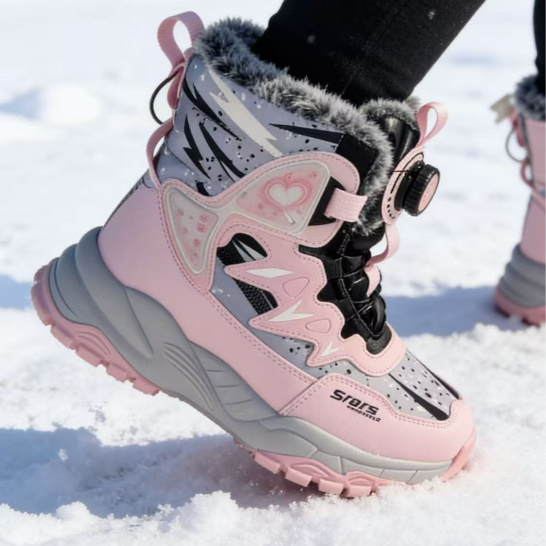 休闲风 粉色 男女通用 平跟 冬季低帮 雪地靴保暖防雪T8861