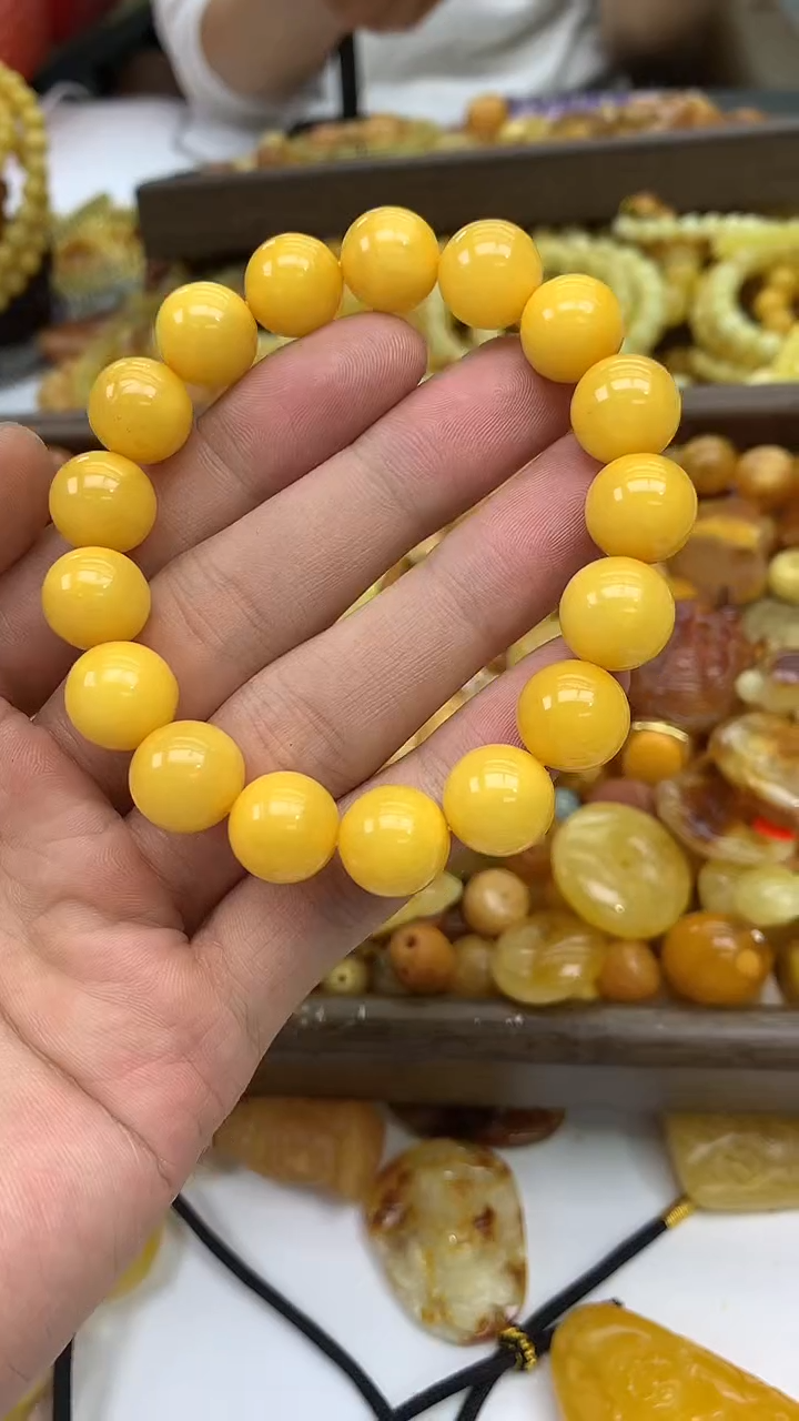 裸石琥珀未镶嵌手串卡12