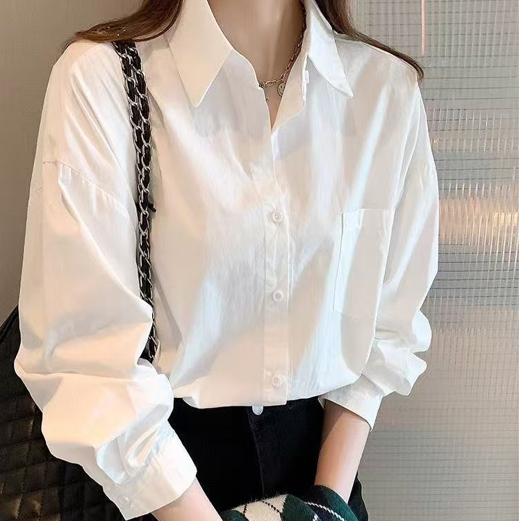 欣馨女装春秋显瘦气质长袖白色小众上衣