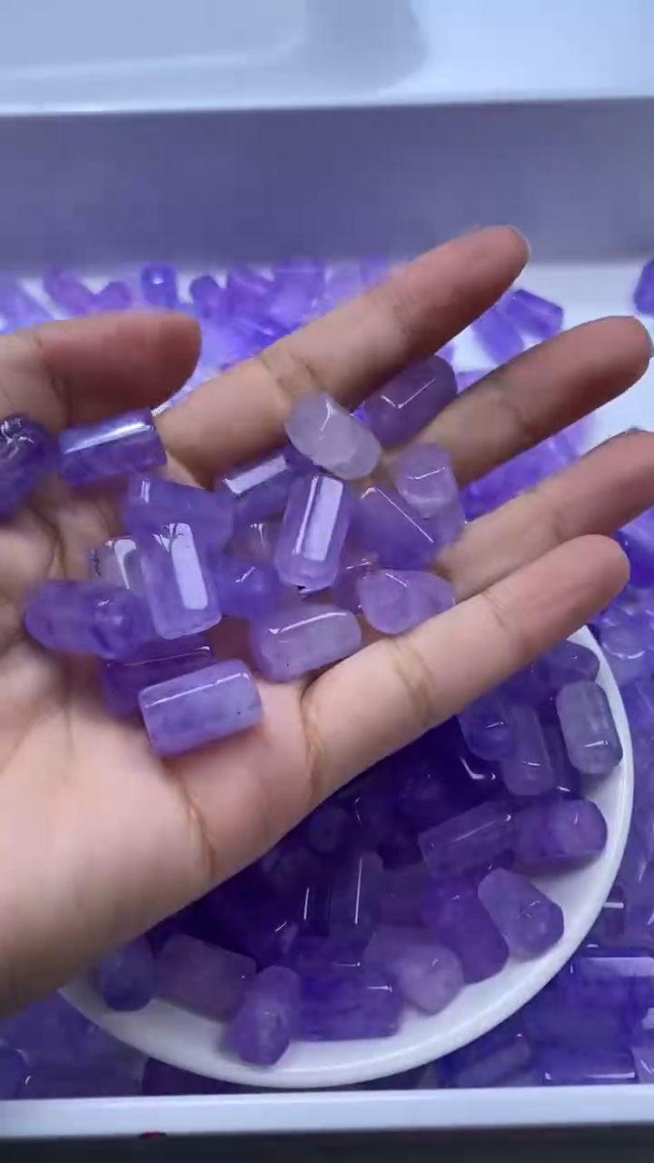 颈饰未镶嵌水晶W3233-紫色碧玺六棱柱13*9mm*4颗