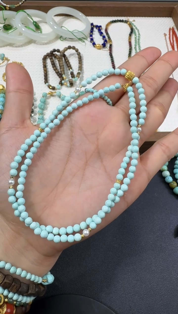 绿松石18K金镶嵌珠串H0525-S3793-203/18k