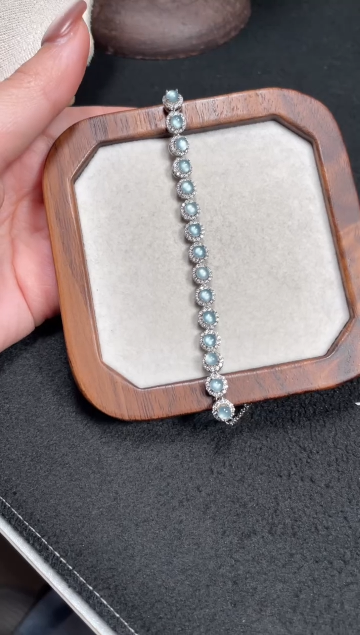 【闪购商品】翡翠手链银S925镶嵌翡翠