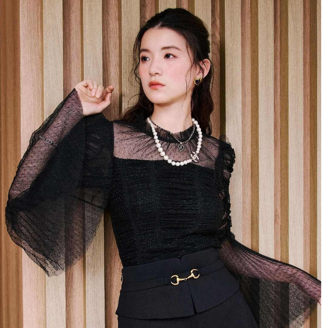 【小余专属】春季宽松型立领蕾丝泡泡袖小衫小众CA0241333117