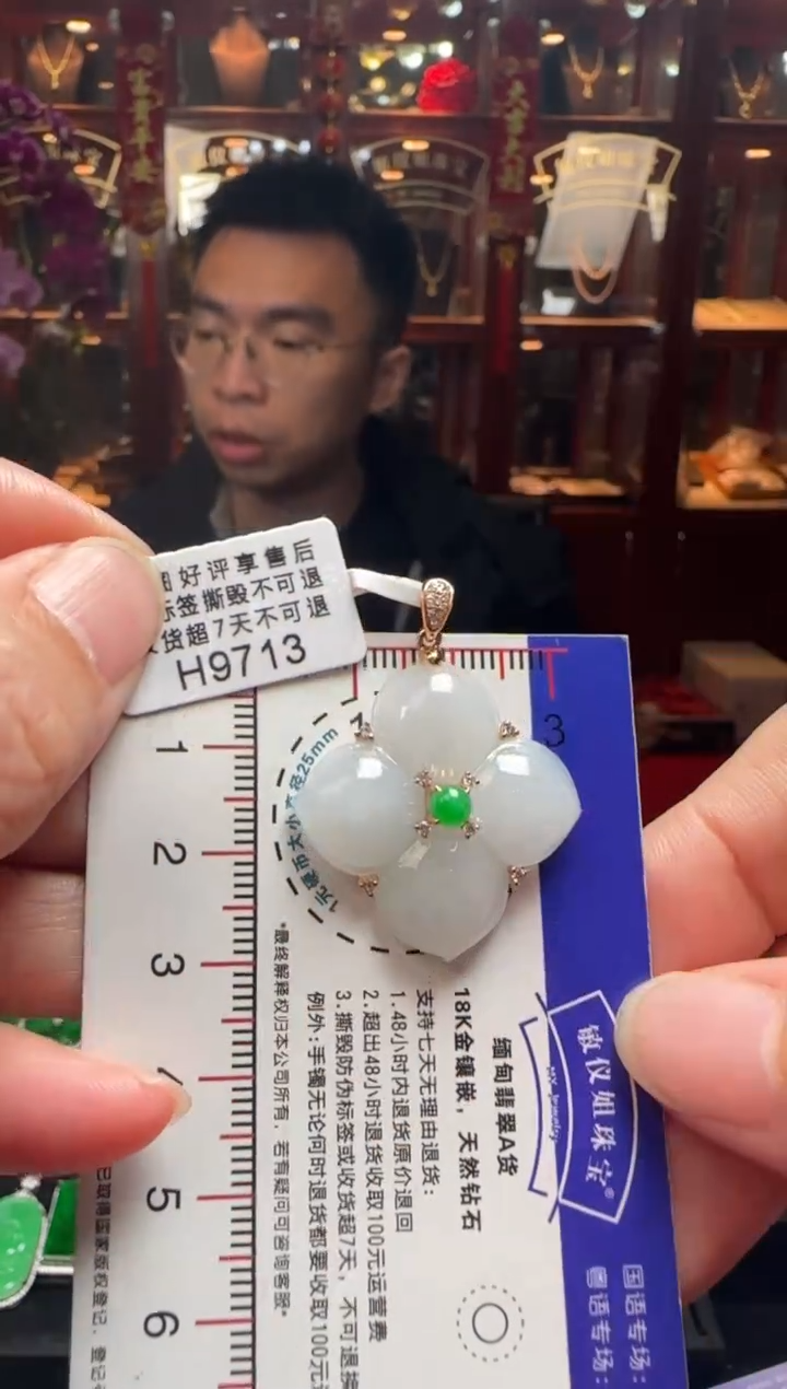 【闪购商品】翡翠颈饰18K金镶嵌H9713四季平安