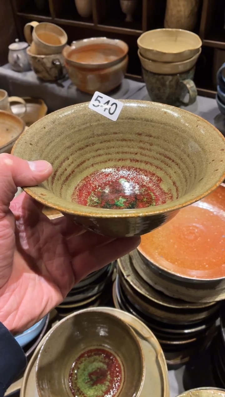 瓷片卿*久540微瑕粗陶手工吸红反口碗1个