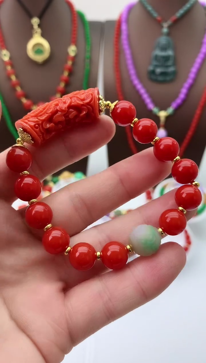 【闪购商品】翡翠手链14K金镶嵌S292手链