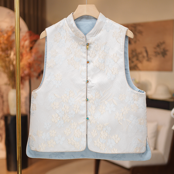 【千万春景-双面马甲】新中式织花款百搭气质精品立领马甲5608