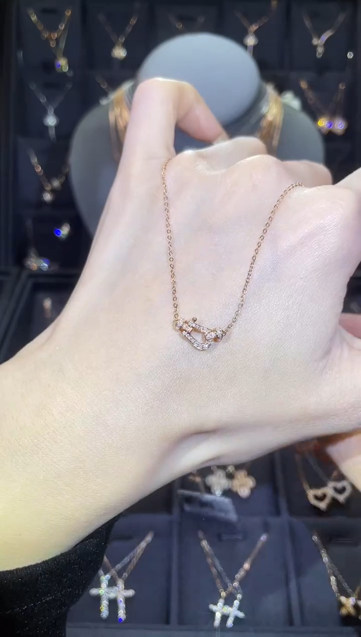 【闪购商品】钻石套链18K金镶嵌18K金玫  多人 马蹄