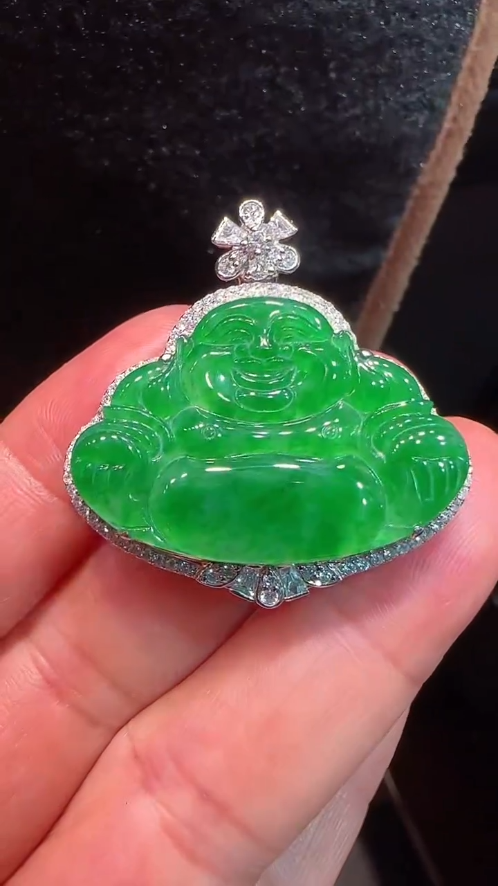 【闪购商品】翡翠吊坠(不含链)18K金镶嵌佛公