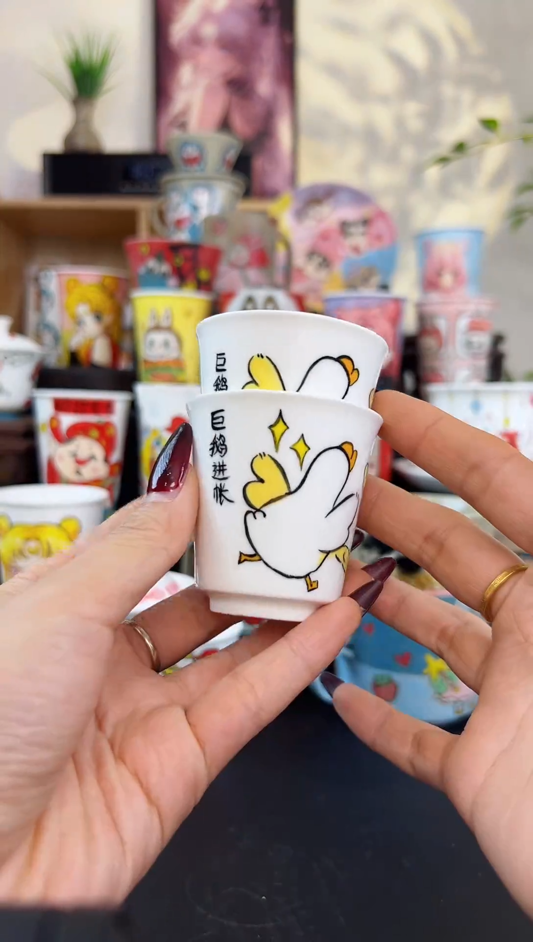 【闪购商品】摆件笙笙漫 手工手绘陶瓷杯杯