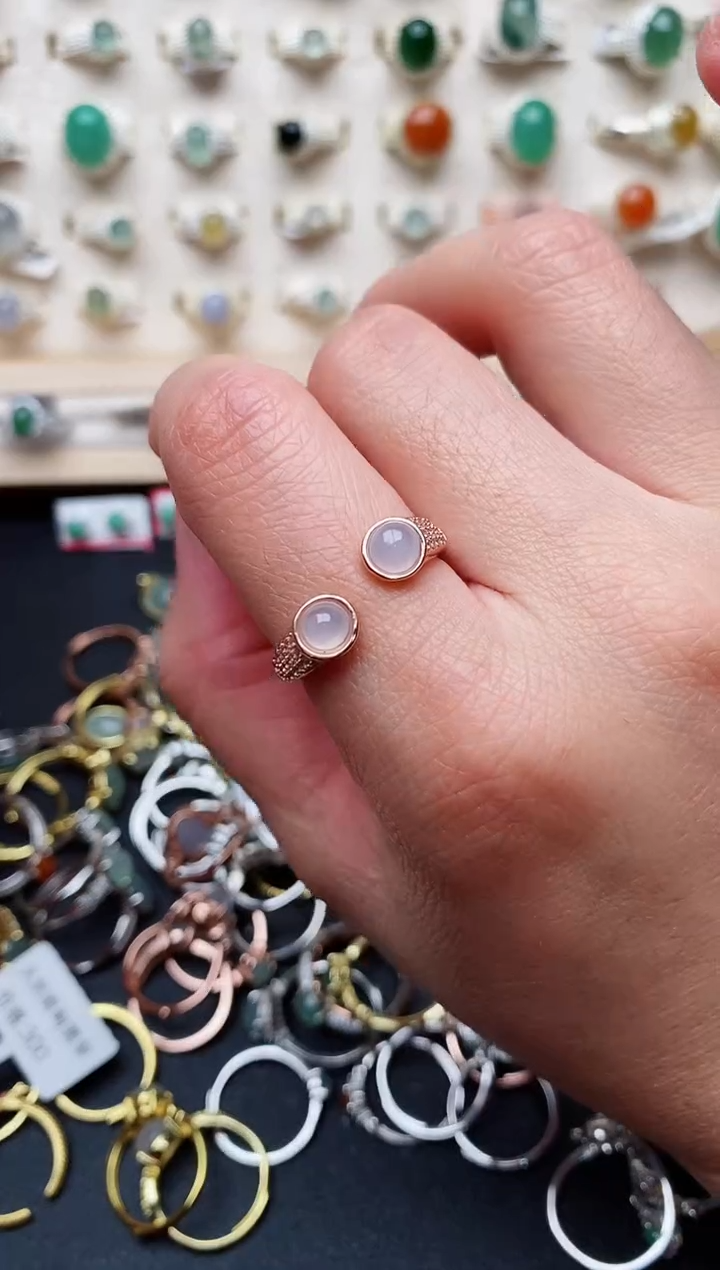 【闪购商品】翡翠戒指银S925镶嵌天然翡翠333  3+